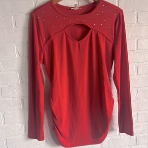 Como Vintage ruched sides sprinkle of jewels cutout top Sz Large NWT